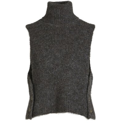 Nü, Agnes, Vest i strik, Med knapper, Brun